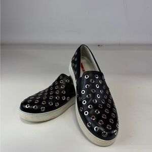 Prada Black Slip-On Shoes with Silver Accents